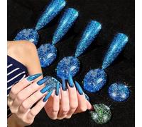 La Donna Di Bellecrey Con Blu Scuro Accecante Smalto E Smalto Da Devd Era Pieno Di Manicure A Led UV