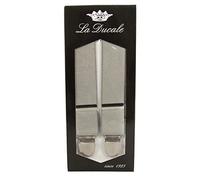 LA DUCALE Bretelle uomo con clip articolo 936/GL, Grigio perla, centimetri 130