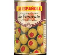 La Española Olive Verdi Ripiene di Peperone, 130g, Confezione da 3, Snack per Aperitivi