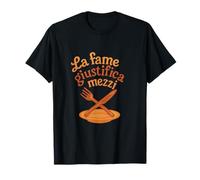 La Fame Giustifica i Mezzi Italian Humor Graphic Maglietta