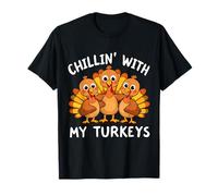 La Famiglia di Chillin' with My Turkeys Abbinata all'autunno del Ringraziamento Maglietta
