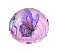 La farfalla rosa ha stampato i cappelli riutilizzabili della doccia, copricapo di doppio strato per la stazione termale ed il salone, grande involucro dei capelli
