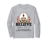 La Fede Cristiana Crede in Cristo Bella Chiesa Floreale Maglia a Manica