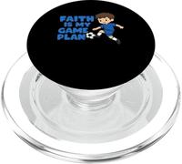 La fede è il mio piano di gioco Carino giocatore di calcio Christian Kid PopSockets PopGrip per MagSafe