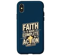 La fede è resa completa in azione Giacomo 2:22 Croce di Cristo Custodia per iPhone X/XS