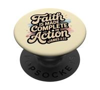 La fede è resa completa in azione Giacomo 2:22 PopSockets PopGrip Adesivo