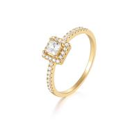 La fede nuziale, in stile bohémien, delicata con moissanite quadrata in oro giallo, L 1/2, Oro giallo 14 carati, Moissanite