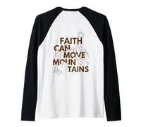 La Fede può spostare Le Montagne Stampa Posteriore delle Scritture cristiane Maglia con Maniche Raglan