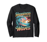 La felicità arriva in onde surf scheletro estate Maglia a Manica