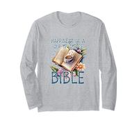 La Felicità è Bibbia e caffè Scrittura Cristiana Maglia a Manica