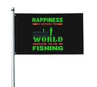 La Felicità È Ignorare Il Mondo Perché Stai Pescando Garden Flag Durevole Bandiere Da Giardino Divertente Bandiera Da Cortile Per Patio Interni Fattoria 90X150Cm