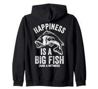 La felicità è un grande pesce e un testimone divertente scherzo di pesca Felpa con Cappuccio