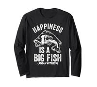 La felicità è un grande pesce e un testimone divertente scherzo di pesca Maglia a Manica