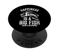 La felicità è un grande pesce e un testimone divertente scherzo di pesca PopSockets PopGrip Adesivo