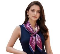 LA FERANI foulard in seta bandana viola panno seta 70 x 70 cm classico estate vacanza viaggio sciarpa seta stile asiatico donna business style regalo per voi, grigio., 90x90