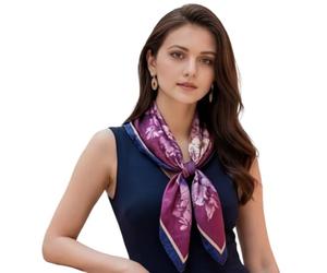 LA FERANI foulard in seta bandana viola panno seta 70 x 70 cm classico estate vacanza viaggio sciarpa seta stile asiatico donna business style regalo per voi, grigio., 90x90