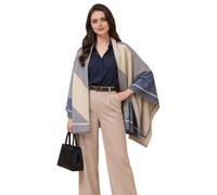 LA FERANI Sciarpa da donna in cashmere beige blu, extra morbida, 185 x 65 cm, elegante e classica, per inverno e primavera B25