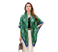 LA FERANI Sciarpa di design verde 100% seta leggera pavone foulard seta chiffon sciarpa da donna 180 x 90 cm Stola colorata regalo per voi