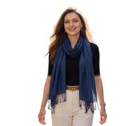 LA FERANI Sciarpa estiva da donna, 100% cashmere, sottile, 200 x 70 cm, leggermente trasparente, bianco, nero, fazzoletto pashmina, per estate, primavera, casual, business, stile, regalo per voi