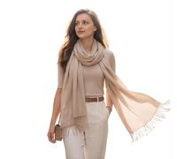 LA FERANI Sciarpa estiva da donna, 100% cashmere, sottile, 200 x 70 cm, leggermente trasparente, bianco, nero, fazzoletto pashmina, per estate, primavera, casual, business, stile, regalo per voi