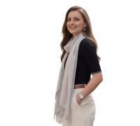 LA FERANI Sciarpa estiva da donna, 100% cashmere, sottile, 200 x 70 cm, leggermente trasparente, bianco, nero, fazzoletto pashmina, per estate, primavera, casual, business, stile, regalo per voi
