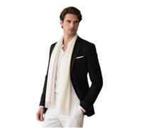 LA FERANI Sciarpa estiva da uomo, in cashmere, 180 x 70 cm, sottile, per occasioni formali, elegante, stile classico, da uomo, idea regalo per lui, crema, 175x70