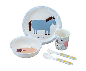 La Ferme Petit Jour Paris AF701J - Servizio da tavola, 5 pezzi, colore: Bianco/Grigio