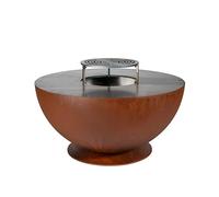 La Ferrotecnica Tulipano Barbecue a Legna per Grigliate, Base Piana, Diametro 80cm Made in Italy (Effetto Corten)