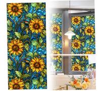 La finestra di girasole si aggrappa al film di privacy colorato decorativo rimovibile da vetro non adesivo