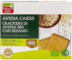 La Finestra sul Cielo AVENACAKES CRACKERS DI AVENA CON SESAMO BIO VEGAN SENZA LIEVITO DI BIRRA CON OLIO EXTRAVERGINE DI OLIVA 250 G