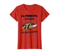 la Foresta Chiama e io Devo Andare Maglietta, Donna, Rosso, L