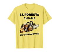 la Foresta Chiama e io Devo Andare Maglietta, Uomo, Limone, L