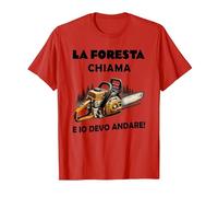la Foresta Chiama e io Devo Andare Maglietta, Uomo, Rosso, L