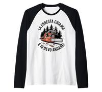 La Foresta Chiama e Io Devo Andare Tree Design Maglia con Maniche Raglan
