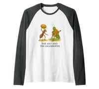 La Formica e la Cavalletta Classica Favola di Esopo Maglia con Maniche Raglan