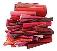 LA GARZARARA Elegante Assortimento di Pelle, 0,500Kg., Misura Minima è di 10x15 Cm, Ritagli di Pelle Mix Casuale, Stampe, Lamine, Fantasie e Morbidezze Varie, (Rosso e Rosa, 500)