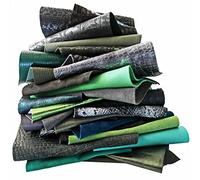 LA GARZARARA Esclusiva Selezione di Ritagli di Pelle, 0,500 kg., Misura Minima è di 10x15 Cm, di Ritagli di Pelle Mix Casuale, Stampe, Lamine, Fantasie e Morbidezze Varie, (Verde e Grigio, 500)