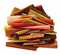 LA GARZARARA Esclusiva Selezione di Ritagli di Pelle, 0,500 Kg., Misura Minima è di 10x15 Cm, Mix Casuale, Stampe, Lamine, Fantasie e Morbidezze Varie, (Giallo, Oro ed Arancio, 500)