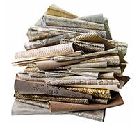 LA GARZARARA Esclusiva Selezione di Ritagli di Pelle, 1 Kg., Misura Minima è di 10x15 Cm, di Ritagli di Pelle Mix Casuale, Stampe, Lamine, Fantasie e Morbidezze Varie, (Oro, Platino e Beige, 1)