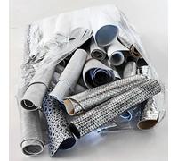 LA GARZARARA Esclusiva Selezione di Ritagli di Pelle, 1 Kg., Misura Minima è di 10x15 Cm, Mix Casuale, Stampe, Lamine, Fantasie e Morbidezze Varie, (Bianco, Grigio ed Argento, 1)