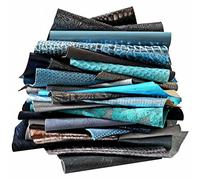 LA GARZARARA - Ritagli di Pelle sui Toni Grigio e Blu - Minimo 12x15 cm - 0,500 kg - Selezione Casuale per Artigianato Cucito e Creazioni Handmade - Stampe e Rifiniture Varie - B-053