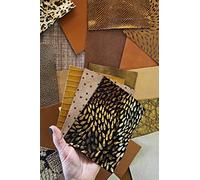 LA GARZARARA - Stock di 6 Ritagli di Pelle in Toni Bronzo, Oro e Cuoio - Misura 15x10 cm - Selezione Casuale per Artigianato Cucito e Creazioni Handmade - Stampe e Finiture Varie - ASL49