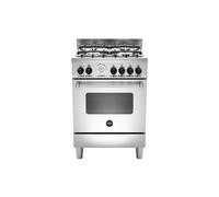 Cucina Gas Bertazzoni La Germania AMN664EXT 4 Fornelli con Forno Elettrico da 60 cm Acciaio inossidabile