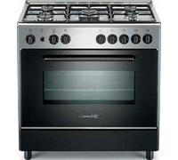La Germania Cucina a Gas 5 Fuochi con Forno Elettrico con Grill Larghezza 80 cm Profondità 50 cm colore Nero / Inox - S85 C 61 X T (Coperchio non Incluso)