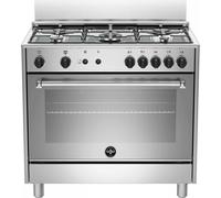 La Germania Cucina a Gas 5 Fuochi Forno a Gas Ventilato Libera Installazione Larghezza x Profondità 90x60 cm Classe energetica A+ colore Inox - AMN965GXV (Cope...