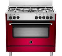La Germania Cucina a Gas 5 Fuochi Forno Elettrico Multifunzione con Grill Larghezza x Profondità 90x60 cm Classe energetica A colore Rosso - AMN965EVIV (Coperc...