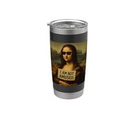 La Gioconda con Cartello Sarcastico Bicchiere termico in acciaio inox doppia parete