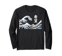 La Grande Onda della Speranza Kanji Art Giapponese Maglia a Manica