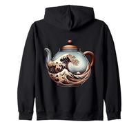 La Grande Onda Della Teiera Amante Arte Giapponese Artistico Giappone Felpa con Cappuccio