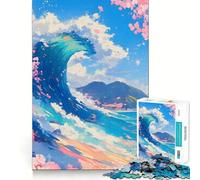 La Grande Onda - Puzzle da 1000 pezzi in stile anime per adolescenti, gioco di logica stimolante, rilassante, con bordi chiari, ideale come sorpresa di compleanno 50x75cm